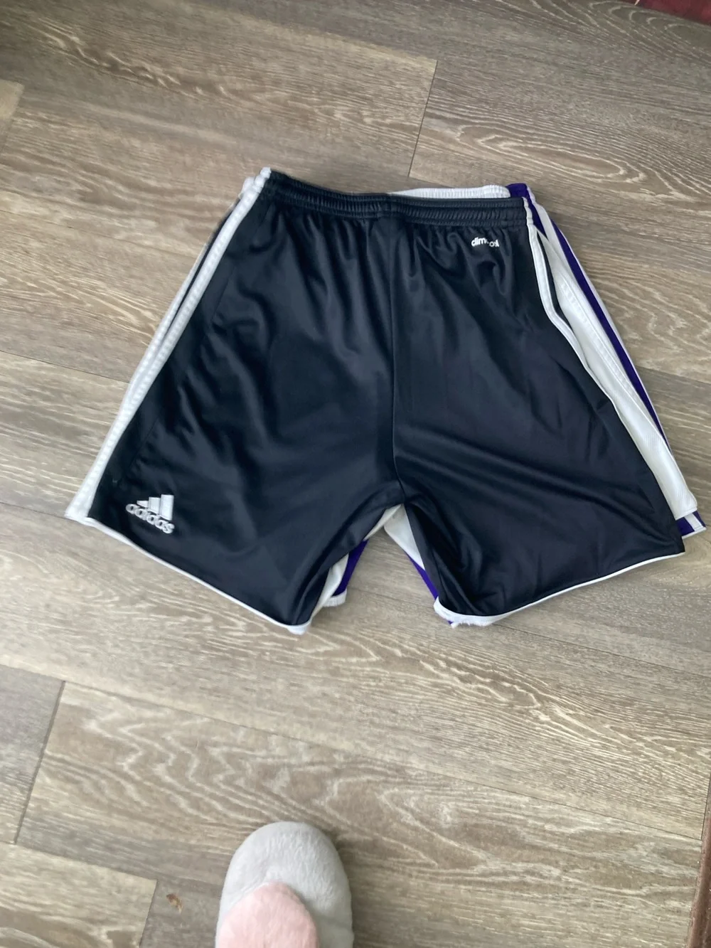 adidas Men’s 3-Pack Athletic Shorts — Black, Purple, White